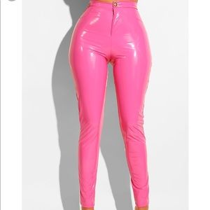Pink vinyl pants